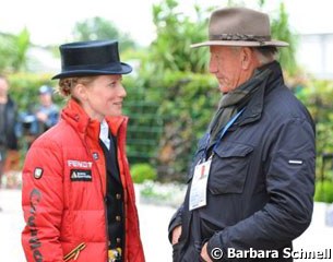 Helen Langehanenberg talking to her trainer Klaus Balkenhol
