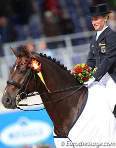Helen Langehanenberg and Damon Hill win the CDIO Grand Prix at the 2013 CDIO Aachen :: Photo © Astrid Appels