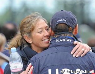 Shannon Peters hugs her husband Steffen