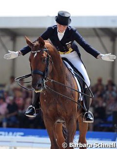 Fabienne Lutkemeier on D'Agostino at the 2013 German Dressage Championships in Balve :: Photo © Barbara Schnell