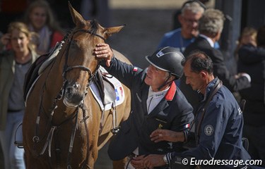 The second place getter in the 2014 Silver Camera Award by Astrid Appels, featuring Roger Yves Bost and Myrtille Paulois at the 2013 European Show Jumping Championships
