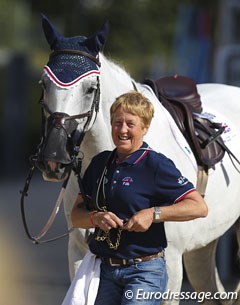 Silver medal mare Cella with her groom Joy Montgomery