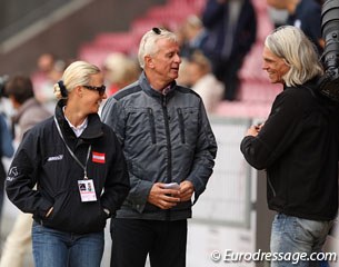 Victoria Max-Theurer and coach Wolfram Wittig sharing a laugh with Dutch photographer Arnd Bronkhorst