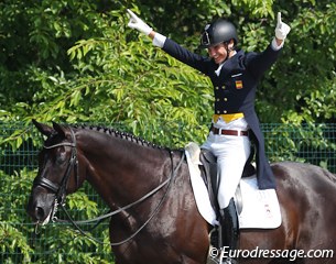 Juan Matute Guimon cheers when he hears his score