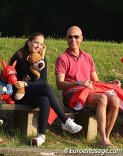 2012 European Young Riders Champion Cathrine Dufour and her coach Rune Willum checking out this year's competition