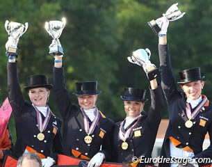 The gold medal winning Dutch Young Riders team: Debora Pijpers, Rosalie Mol, Anne Meulendijks, Stephanie Kooijman