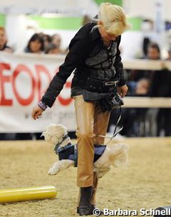 Where there are horses, there are dogs: one of Linda Tellington-Jones' practitioners showing her work with dogs