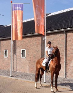 Jessica Michel and Don Juan de Hus at the KWPN headquarters in Ermelo, The Netherlands