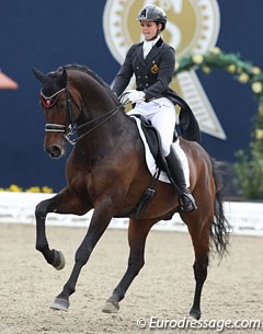 Belgian Julie de Deken gaining mileage on the international Grand Prix scene aboard her rising star Lucky Dance (by Lucky Lionell x Placido Sun)