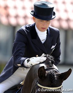 Swedish Malin Hamilton gives her Fleetwood a pat before starting their Grand Prix test