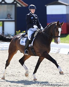 Finnish Emma Kanerva on the Westfalian Fiaro Lacendos (by Furst Piccolo x Rapallo)