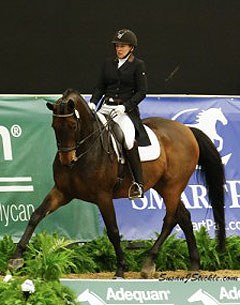 California based small tour rider Sheryl Ross on Lancaster at the 2013 U.S. Dressage Finals in Lexington, KY :: Photo © Sue Stickle
