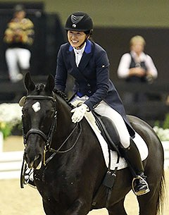 Akiko Yamazaki (on Matrix) became the first recipient of the Janine Westmoreland Malone Perpetual Trophy for winning the Prix St. Georges Adult Amateur Championship :: Photo © Sue Stickle