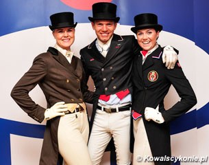 Top thee Young Riders on Saturday: Mateus Cichon (1st) flanked by Norwegians Nora Ovstedal Knudsen (2nd) & Catharina Lorentzen Lund (3rd)