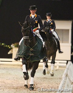 Stephanie Kooijman leads the lap of honour at the 2013 CDI Roosendaal Indoor