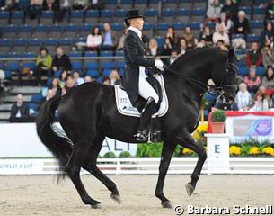 Terhi Stegars on the Trakehner stallion Axis