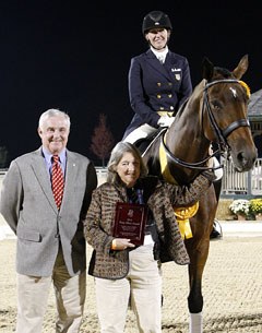 TDF Board Member Joseph Carr and Fund Creator Janine Malone presenting the Patsy Albers Award to Kathleen Raine and Breanna :: Photo © Sue Stickle