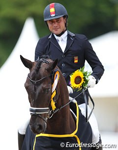 Jordi Domingo Coll and Statesman win the 6-year old consolation finals at the 2013 Word Young Horse Championships :: Photo © Astrid Appels
