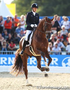 Jessica Michel and Don Juan de Hus at the 2013 World Young Horse Championships :: Photo © Astrid Appels