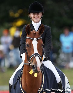 Lena Stegemann and Scara Boa win the Preliminary test for 5-year olds at the 2013 World Young Horse Championships in Verden :: Photo © Astrid Appels