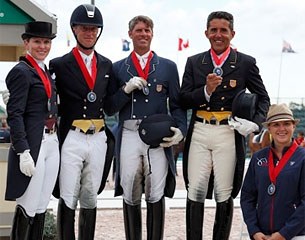 The silver medal winning Team USA 2: Susan Dutta, Justin Hardin, Christopher Hickey, Cesar Parra