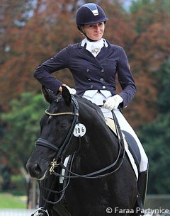 Dominika Krasko-Bialek on the licensed breeding stallion Dr. Doolittle