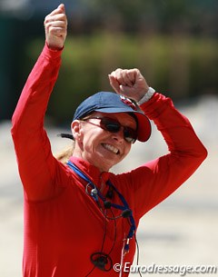 Graves' coach Debbie McDonald jumps for joy