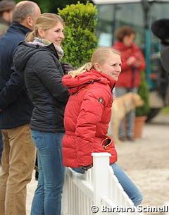 Jenny Lang and her sister watching the warm up