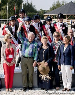 A crowded podium at the 2014 Polish Dressage Championships