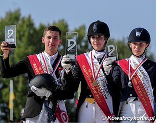 The 2014 Polish Young Rider Championship podium: Tomasz Jasinski, Wanda Adamowska, Zuzanna Chmiel