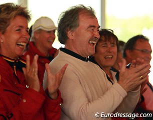 Proud parents: Florine Kienbaum's dad Jochen with German chef d'equipe Maria Schierhölter-Otte