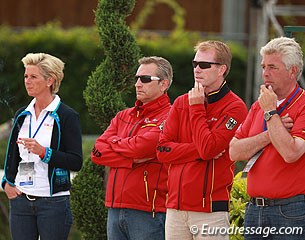 Julia de Ridder's mom and coach Alexandra Simons-de Ridder, the German team vet, and youth rider coaches Oliver Oelrich and Hans Heinrich Meyer zu Strohen