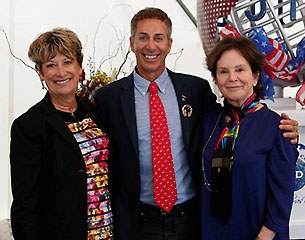 Robert Dover (flanked by Janet Foy and Kathy Connelly) is one of the recipients of the USEF Gold Medal of Distinction :: Photo © Sue Stickle