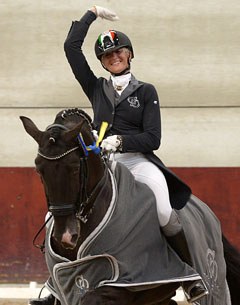 Silvia Rizzo and Sal win silver at the 2014 European Lusitano Championships in Gesves, Belgium :: Photo © Charly Goffinet