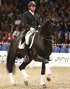 Michael Sogaard and Hoftanz in the Grand Prix Kur at the 2014 Danish Warmblood Stallion Licensing :: Photo © Ridehesten