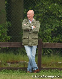 Antonia's father Joachim Arl watches his daughter ride