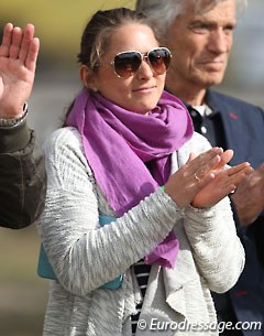 Franziska Rath-Eisenmann at the 2014 CDI Kapellen, four months pregnant and due to give birth to her first child in October