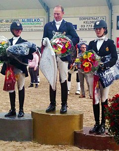 The podium of the Cup of Belgium for 5-year olds: Dominique Mohimont, Tom Heylen, Cindy Schuurmans