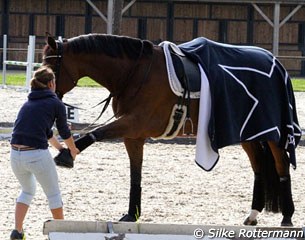 Groom Typhaine Gautier stretching Riwera