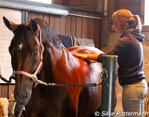 Typhaine gives Riwera a back massage