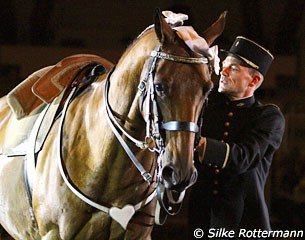 Gildas Flament during the sauteurs display, conducted by Maitre de Manège Fabien Godelle