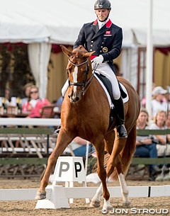 Michael Eilberg and Woodlander Farouche at the 2014 British Dressage Championships :: Photo © Jon Stroud