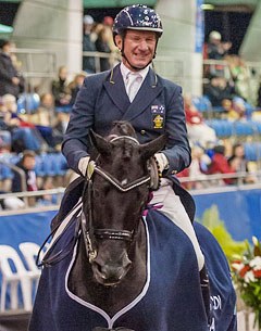Heath Ryan and Regardez Moi win the GP Freestyle at the 2014 CDI Sydney :: Photo © Franz Venhaus