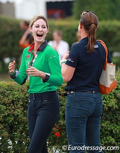 Caroline Roffman and Adrienne Lyle share a laugh