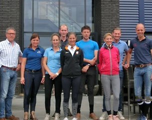Dutch riders at the senior training camp in Vorden: Wim Ernes, Danielle Heijkoop, Katja Gevers, Diederik van Silfhout, Adelinde Cornelissen, Laurens van Lieren, Marlies van Baalen, Edward Gal, Hans Peter Minderhoud