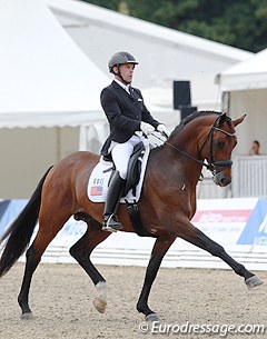 Matt Johnson and Petersborg Qasanova at the 2014 World Championships for Young Dressage Horses in Verden, Germany :: Photo © Astrid Appels