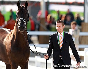 Edward Gal with his reserve horse Voice, a stallion which behaved impeccably