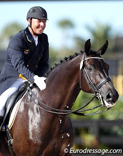 Colombian Marco Bernal leaves the arena with Rossini with a big smile on his face, even though their test was fraught with mistakes