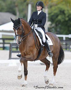 Canadian Brittany Fraser and her Dutch warmblood All In competing at Grand Prix level in Wellington :: Photo © Sue Stickle