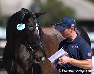 U.S. CDIO Small tour team member Justin Hardin with Wyatt Star at the vet inspection on Tuesday 18 February 2014 at the 2014 CDIO Wellington Nations' Cup :: Photo © Astrid Appels